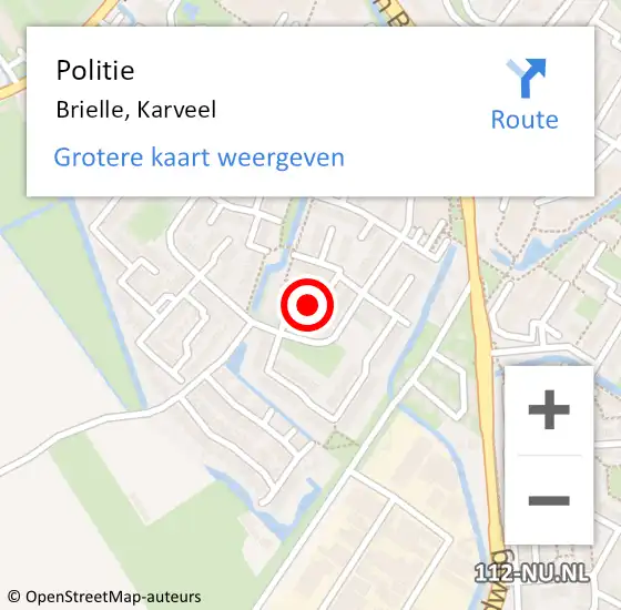 Locatie op kaart van de 112 melding: Politie Brielle, Karveel op 29 juni 2024 22:27