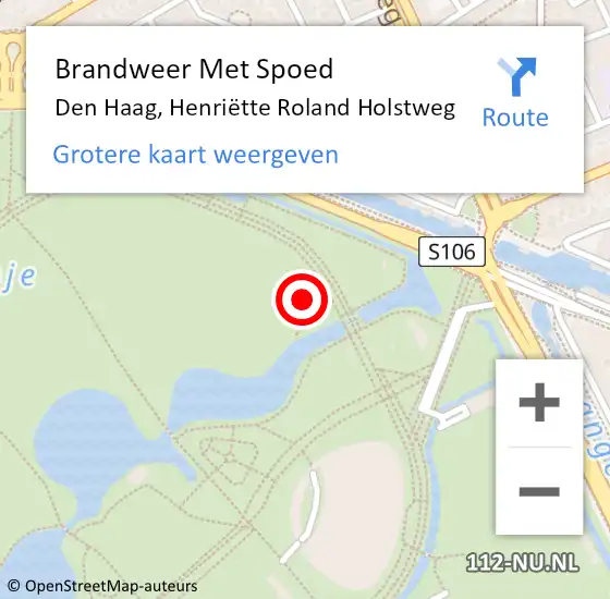 Locatie op kaart van de 112 melding: Brandweer Met Spoed Naar Den Haag, Henriëtte Roland Holstweg op 29 juni 2024 22:28
