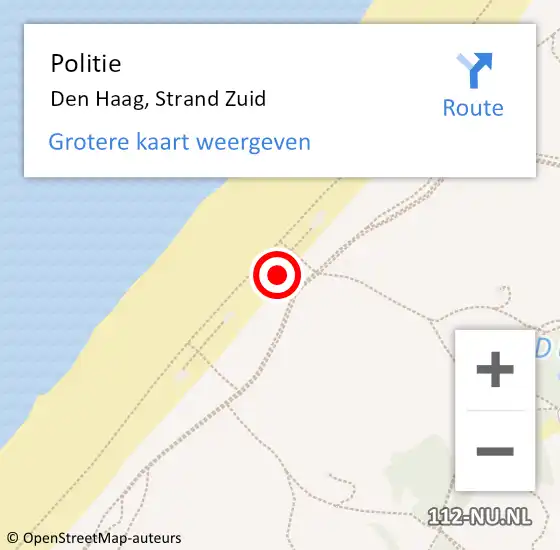 Locatie op kaart van de 112 melding: Politie Den Haag, Strand Zuid op 29 juni 2024 22:31