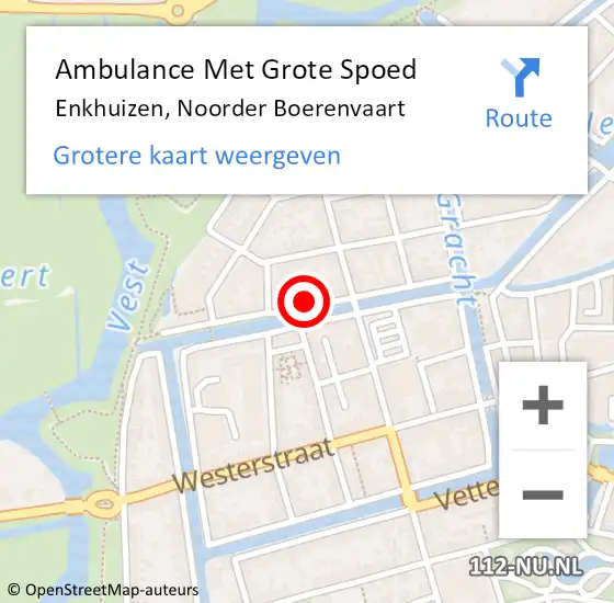 Locatie op kaart van de 112 melding: Ambulance Met Grote Spoed Naar Enkhuizen, Noorder Boerenvaart op 29 juni 2024 22:44