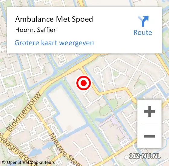 Locatie op kaart van de 112 melding: Ambulance Met Spoed Naar Hoorn, Saffier op 29 juni 2024 22:47