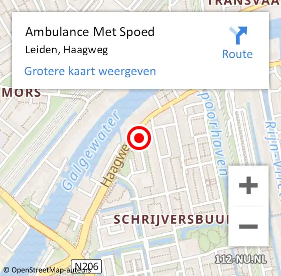 Locatie op kaart van de 112 melding: Ambulance Met Spoed Naar Leiden, Haagweg op 29 juni 2024 22:50