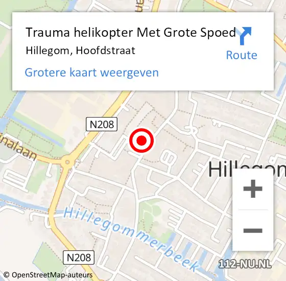 Locatie op kaart van de 112 melding: Trauma helikopter Met Grote Spoed Naar Hillegom, Hoofdstraat op 29 juni 2024 22:54