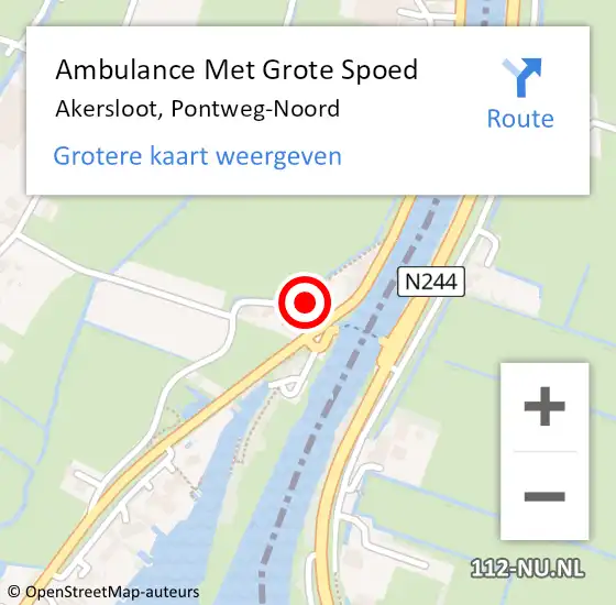 Locatie op kaart van de 112 melding: Ambulance Met Grote Spoed Naar Akersloot, Pontweg-Noord op 29 juni 2024 23:06