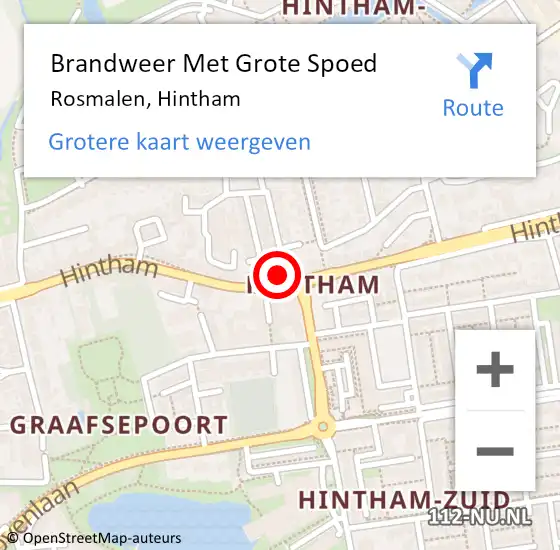 Locatie op kaart van de 112 melding: Brandweer Met Grote Spoed Naar Rosmalen, Hintham op 29 juni 2024 23:14