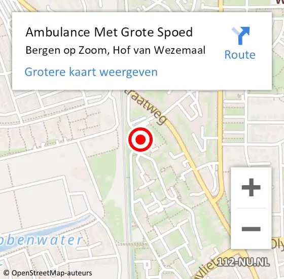 Locatie op kaart van de 112 melding: Ambulance Met Grote Spoed Naar Bergen op Zoom, Hof van Wezemaal op 11 oktober 2014 10:03