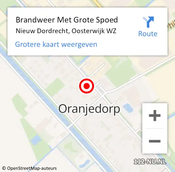 Locatie op kaart van de 112 melding: Brandweer Met Grote Spoed Naar Nieuw Dordrecht, Oosterwijk WZ op 29 juni 2024 23:21