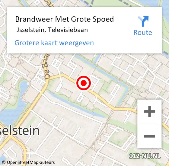 Locatie op kaart van de 112 melding: Brandweer Met Grote Spoed Naar IJsselstein, Televisiebaan op 29 juni 2024 23:38