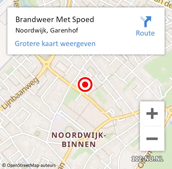 Locatie op kaart van de 112 melding: Brandweer Met Spoed Naar Noordwijk, Garenhof op 29 juni 2024 23:44