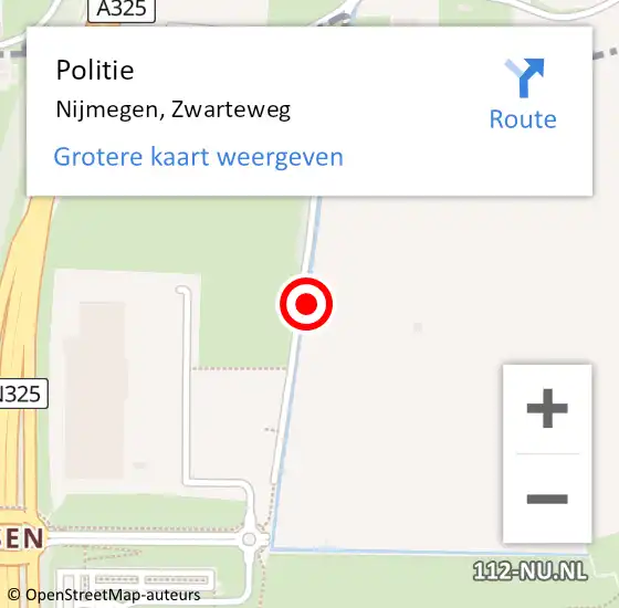 Locatie op kaart van de 112 melding: Politie Nijmegen, Zwarteweg op 29 juni 2024 23:44