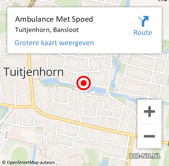 Locatie op kaart van de 112 melding: Ambulance Met Spoed Naar Tuitjenhorn, Bansloot op 29 juni 2024 23:52