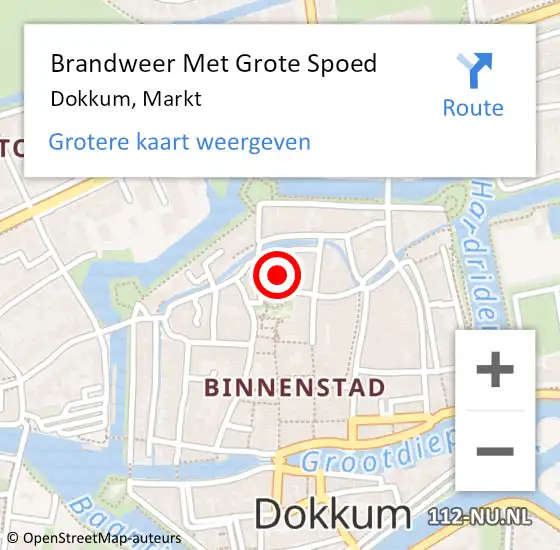 Locatie op kaart van de 112 melding: Brandweer Met Grote Spoed Naar Dokkum, Markt op 30 juni 2024 00:12