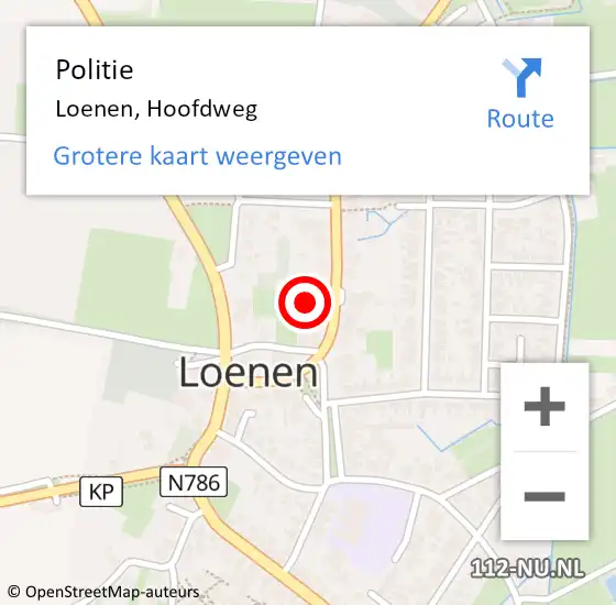 Locatie op kaart van de 112 melding: Politie Loenen, Hoofdweg op 30 juni 2024 00:41