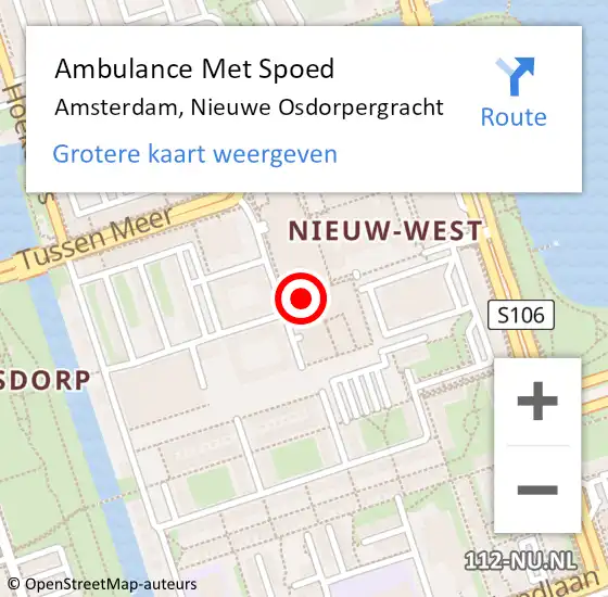 Locatie op kaart van de 112 melding: Ambulance Met Spoed Naar Amsterdam, Nieuwe Osdorpergracht op 30 juni 2024 00:55