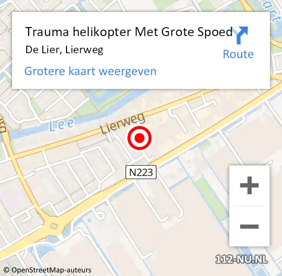 Locatie op kaart van de 112 melding: Trauma helikopter Met Grote Spoed Naar De Lier, Lierweg op 30 juni 2024 01:00