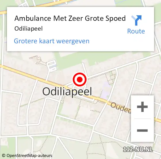 Locatie op kaart van de 112 melding: Ambulance Met Zeer Grote Spoed Naar Odiliapeel op 30 juni 2024 01:05