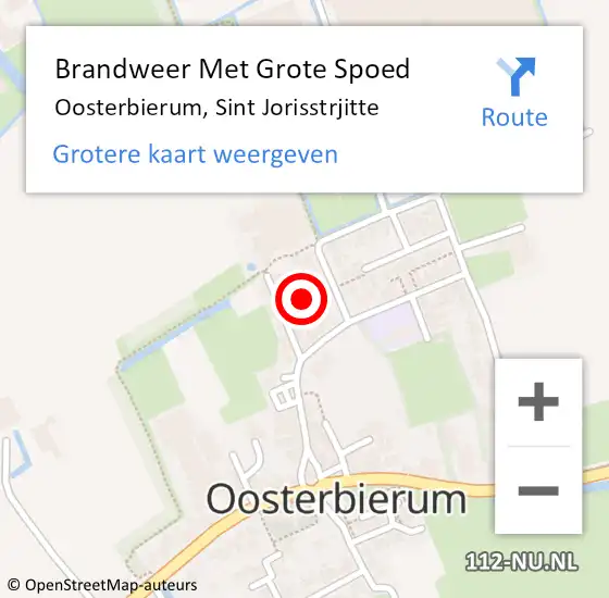 Locatie op kaart van de 112 melding: Brandweer Met Grote Spoed Naar Oosterbierum, Sint Jorisstrjitte op 30 juni 2024 01:06