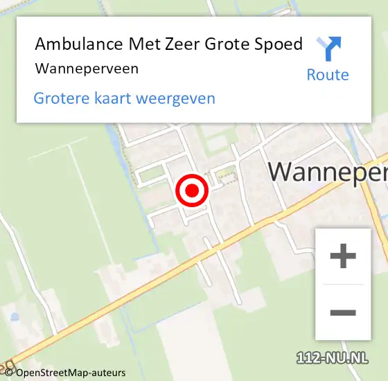 Locatie op kaart van de 112 melding: Ambulance Met Zeer Grote Spoed Naar Wanneperveen op 30 juni 2024 01:08