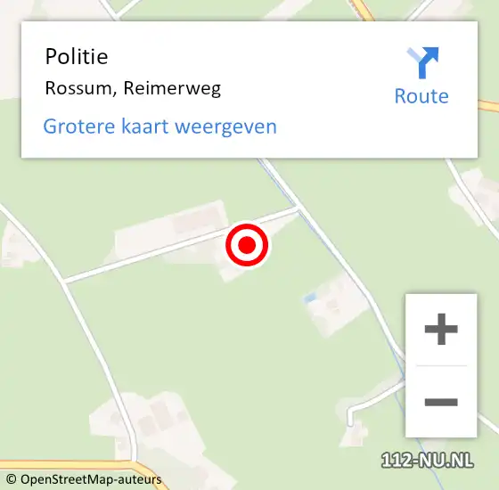 Locatie op kaart van de 112 melding: Politie Rossum, Reimerweg op 30 juni 2024 01:39