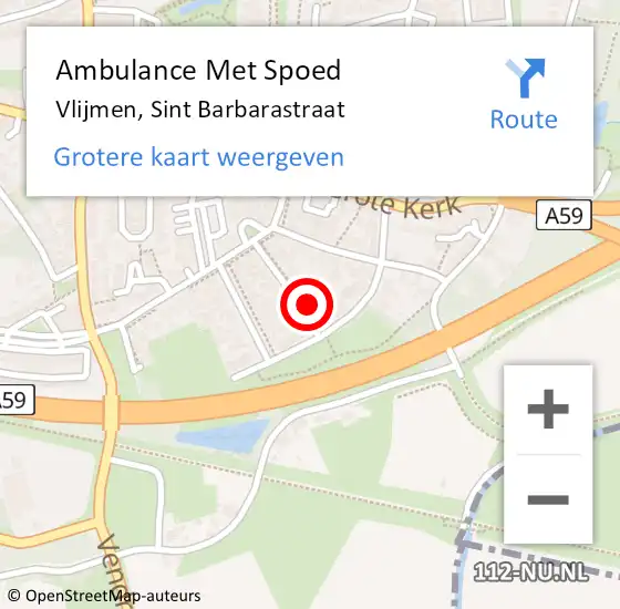 Locatie op kaart van de 112 melding: Ambulance Met Spoed Naar Vlijmen, Sint Barbarastraat op 11 oktober 2014 10:17