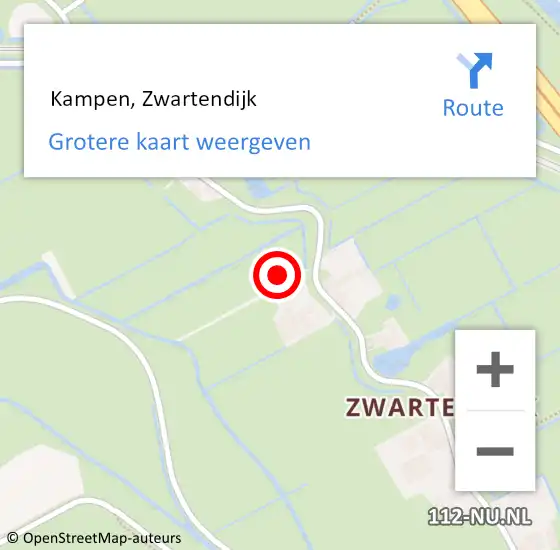 Locatie op kaart van de 112 melding:  Kampen, Zwartendijk op 30 juni 2024 01:56