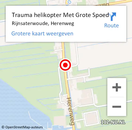 Locatie op kaart van de 112 melding: Trauma helikopter Met Grote Spoed Naar Rijnsaterwoude, Herenweg op 30 juni 2024 01:59