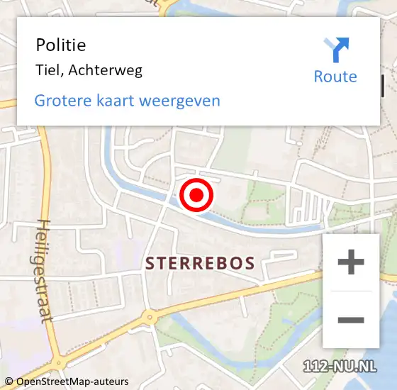 Locatie op kaart van de 112 melding: Politie Tiel, Achterweg op 30 juni 2024 02:12