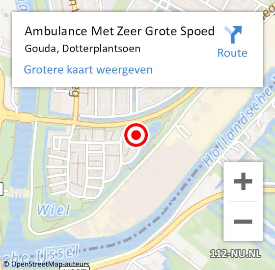 Locatie op kaart van de 112 melding: Ambulance Met Zeer Grote Spoed Naar Gouda, Dotterplantsoen op 30 juni 2024 02:24