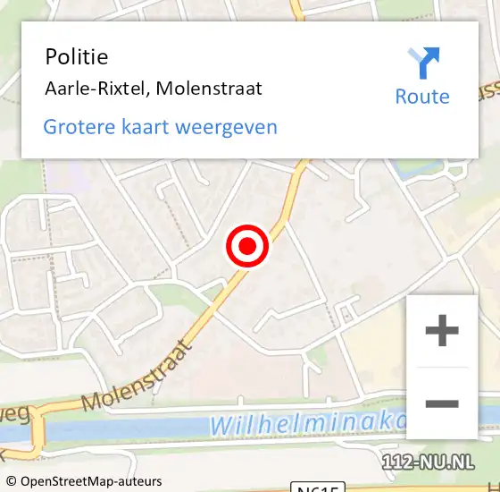 Locatie op kaart van de 112 melding: Politie Aarle-Rixtel, Molenstraat op 30 juni 2024 02:30