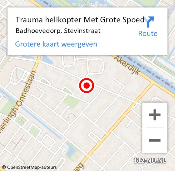 Locatie op kaart van de 112 melding: Trauma helikopter Met Grote Spoed Naar Badhoevedorp, Stevinstraat op 30 juni 2024 02:41