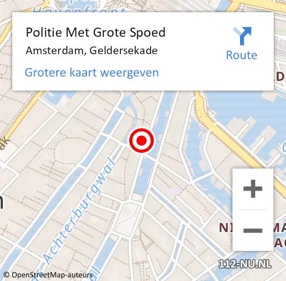 Locatie op kaart van de 112 melding: Politie Met Grote Spoed Naar Amsterdam, Geldersekade op 30 juni 2024 02:46