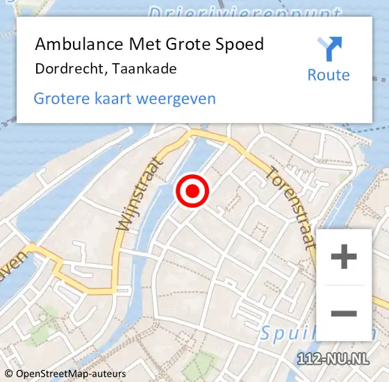 Locatie op kaart van de 112 melding: Ambulance Met Grote Spoed Naar Dordrecht, Taankade op 30 juni 2024 02:55