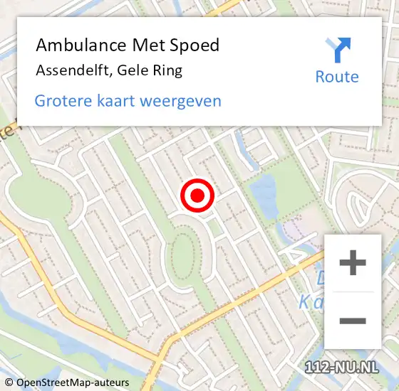 Locatie op kaart van de 112 melding: Ambulance Met Spoed Naar Assendelft, Gele Ring op 30 juni 2024 03:19