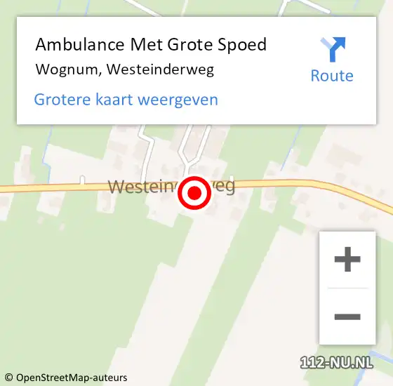 Locatie op kaart van de 112 melding: Ambulance Met Grote Spoed Naar Wognum, Westeinderweg op 30 juni 2024 03:25