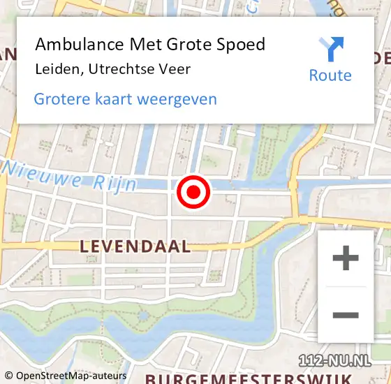 Locatie op kaart van de 112 melding: Ambulance Met Grote Spoed Naar Leiden, Utrechtse Veer op 30 juni 2024 03:28