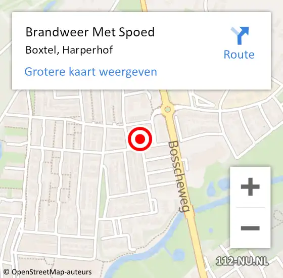 Locatie op kaart van de 112 melding: Brandweer Met Spoed Naar Boxtel, Harperhof op 30 juni 2024 03:46