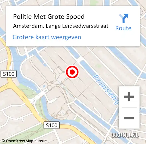Locatie op kaart van de 112 melding: Politie Met Grote Spoed Naar Amsterdam, Lange Leidsedwarsstraat op 30 juni 2024 03:54