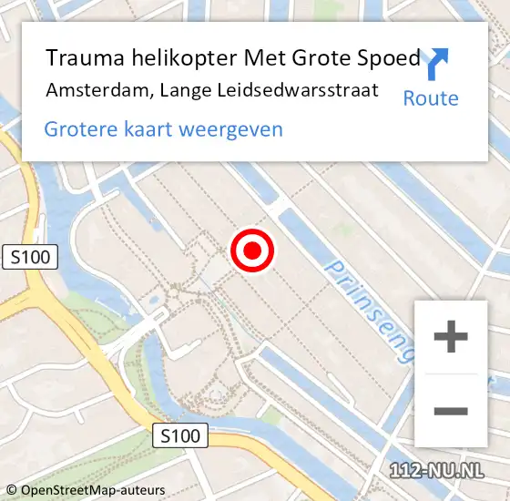 Locatie op kaart van de 112 melding: Trauma helikopter Met Grote Spoed Naar Amsterdam, Lange Leidsedwarsstraat op 30 juni 2024 03:55