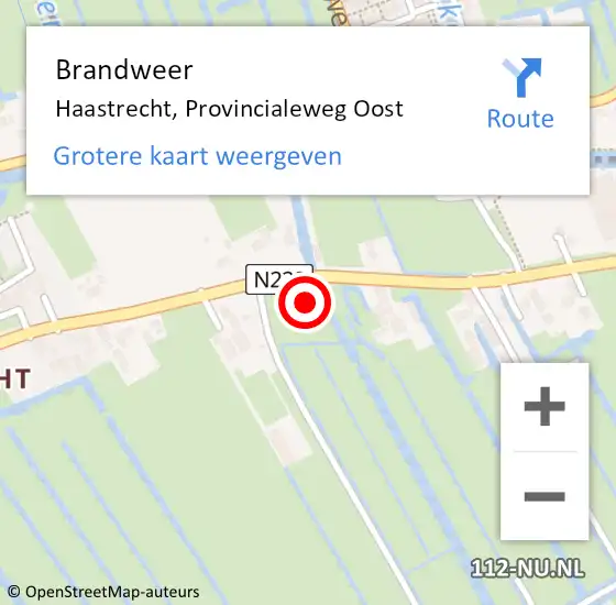 Locatie op kaart van de 112 melding: Brandweer Haastrecht, Provincialeweg Oost op 30 juni 2024 04:03