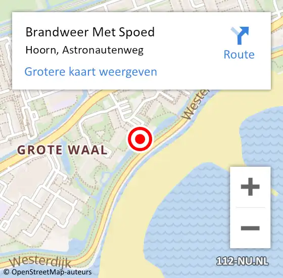 Locatie op kaart van de 112 melding: Brandweer Met Spoed Naar Hoorn, Astronautenweg op 30 juni 2024 04:24