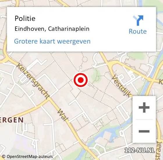 Locatie op kaart van de 112 melding: Politie Eindhoven, Catharinaplein op 30 juni 2024 04:34