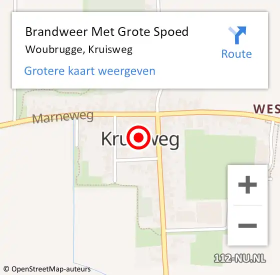 Locatie op kaart van de 112 melding: Brandweer Met Grote Spoed Naar Woubrugge, Kruisweg op 30 juni 2024 04:38