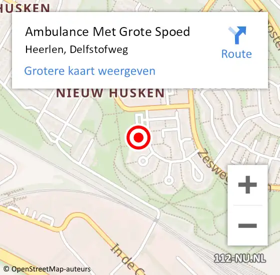 Locatie op kaart van de 112 melding: Ambulance Met Grote Spoed Naar Heerlen, Delfstofweg op 11 oktober 2014 10:35