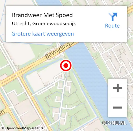 Locatie op kaart van de 112 melding: Brandweer Met Spoed Naar Utrecht, Groenewoudsedijk op 30 juni 2024 05:03