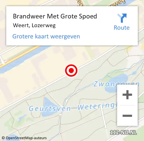 Locatie op kaart van de 112 melding: Brandweer Met Grote Spoed Naar Weert, Lozerweg op 30 juni 2024 05:32