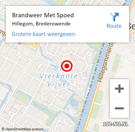 Locatie op kaart van de 112 melding: Brandweer Met Spoed Naar Hillegom, Brederowende op 30 juni 2024 06:12