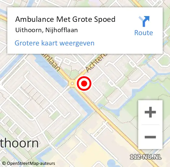 Locatie op kaart van de 112 melding: Ambulance Met Grote Spoed Naar Uithoorn, Nijhofflaan op 30 juni 2024 06:40