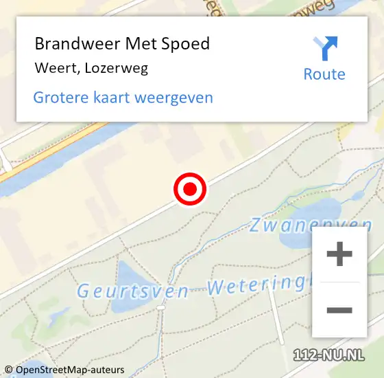 Locatie op kaart van de 112 melding: Brandweer Met Spoed Naar Weert, Lozerweg op 30 juni 2024 06:59