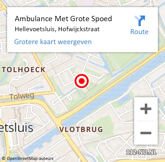 Locatie op kaart van de 112 melding: Ambulance Met Grote Spoed Naar Hellevoetsluis, Hofwijckstraat op 30 juni 2024 07:59