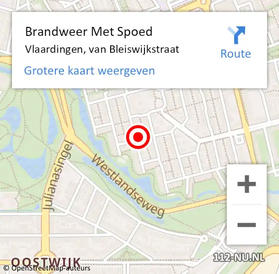 Locatie op kaart van de 112 melding: Brandweer Met Spoed Naar Vlaardingen, van Bleiswijkstraat op 30 juni 2024 08:37